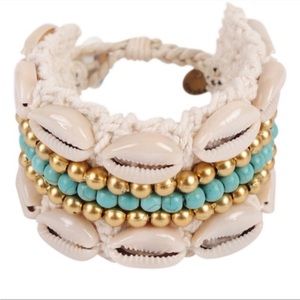 New shopbop cocobelle Shell friendship bracelet wide gold beads